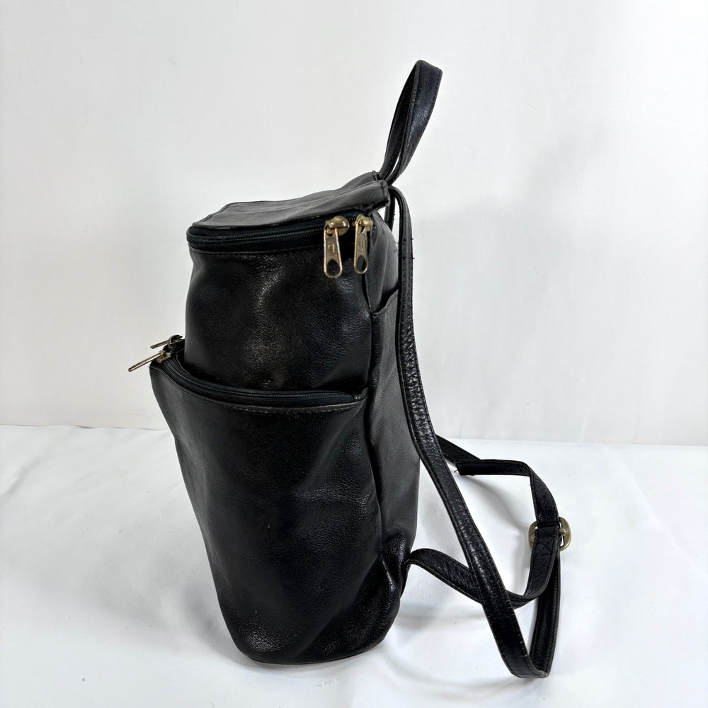 Hobo International Backpack Black Leather Vintage Zip Pocket Mini Bag 90's - Picture 4 of 11